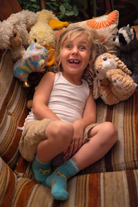 Portrait of cute girl with teddy bear