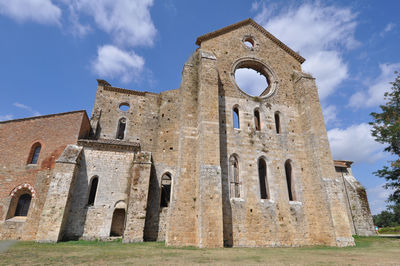 Low angle view of old building against sky