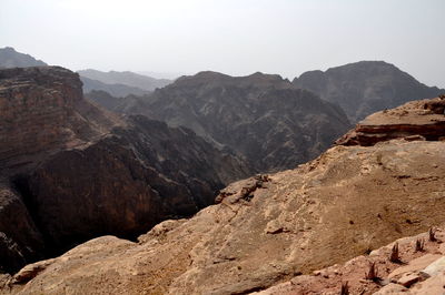 Scenic view of mountains against sky in jordan at petra