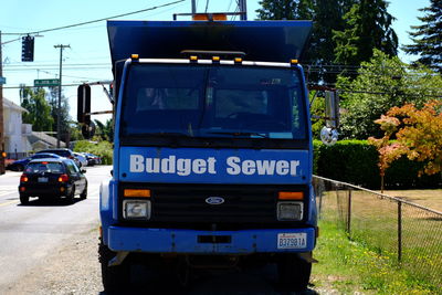 View of city street against clear sky