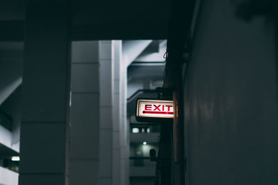 Close-up of information sign on door