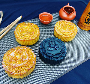 High angle view of dessert on table