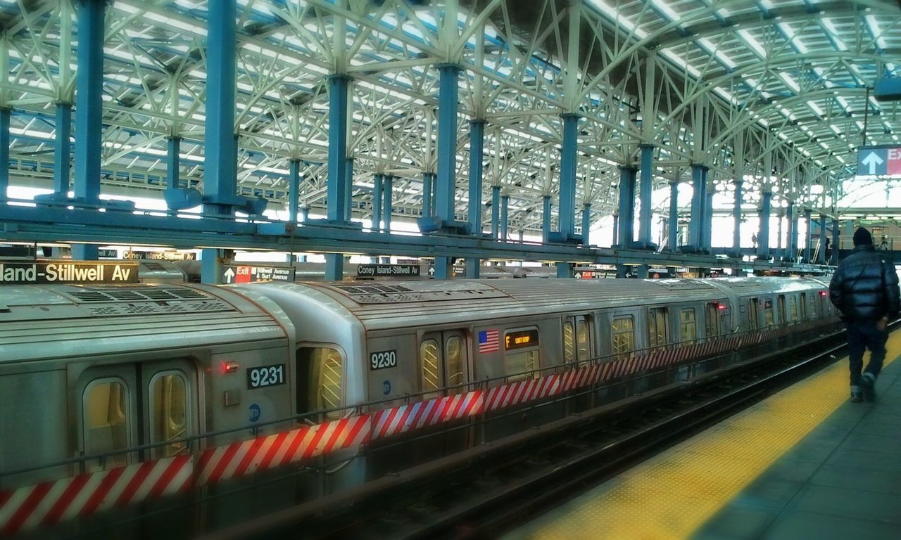 transportation, public transportation, railroad track, railroad station platform, railroad station, rail transportation, indoors, train - vehicle, mode of transport, travel, passenger train, passenger, train, subway station, public transport, men, journey, incidental people