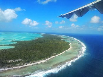 Aerial view of sea against sky