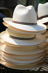 Close-up of hat on table