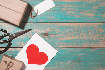 High angle view of text on paper at table