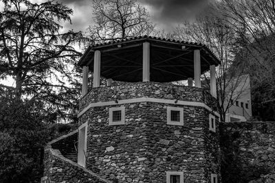 Low angle view of old building against sky