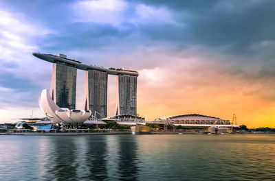 View of city at sunset