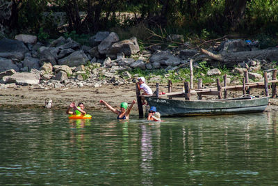 People enjoying in river