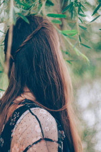 Rear view of woman in hair