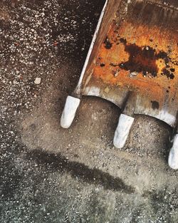 Close-up high angle view of rusty metal