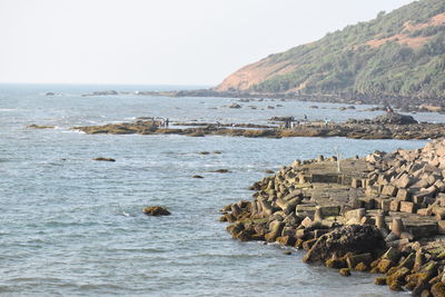 Scenic view of sea against clear sky