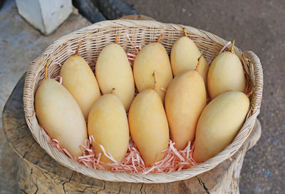 High angle view of fruits in basket