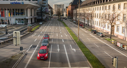 Vehicles on road in city