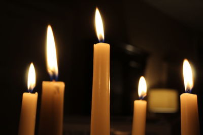 Close-up of illuminated candles