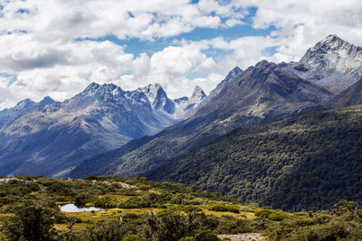 Scenic view of mountains against sky