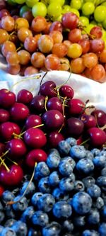 High angle view of grapes in market