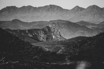 Scenic view of mountain range against sky