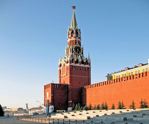 Low angle view of building against clear sky