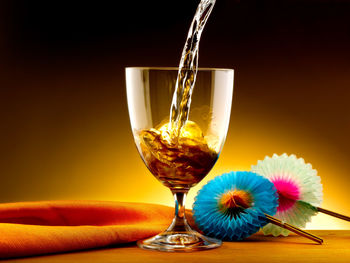 Close-up of wine glass on table