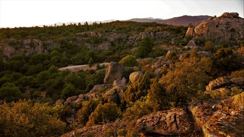 Scenic view of rocky mountains against sky