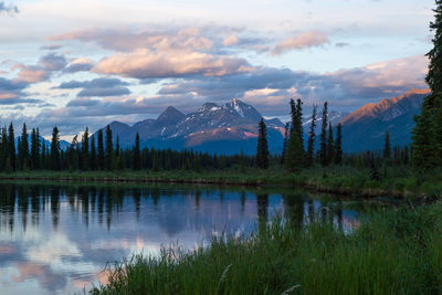 Scenic view of lake against sky