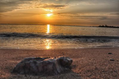 Scenic view of sea against sky during sunset