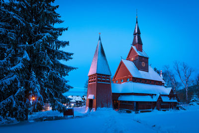 Building against sky during winter