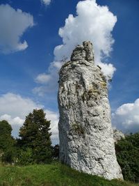 Low angle view of rock against sky