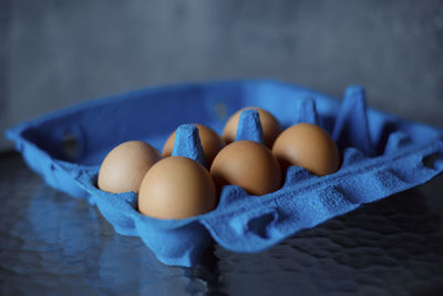 Close-up of eggs on table