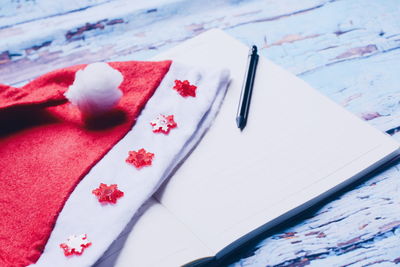 High angle view of flower on table