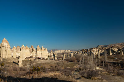 Old ruins against clear blue sky