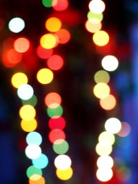 Defocused image of illuminated christmas lights