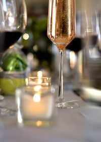 Champagne served on table