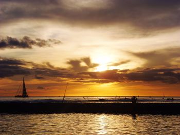 Scenic view of sea against sky during sunset