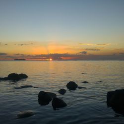 Scenic view of sea against sky at sunset