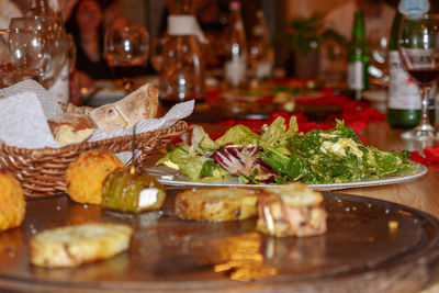 Close-up of meal served on table in restaurant