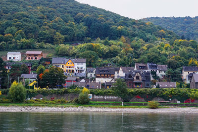 View of town with river in foreground