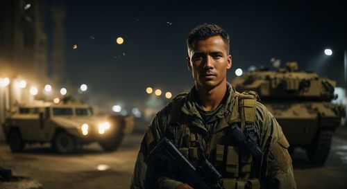 Portrait of young man standing on street at night