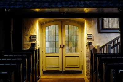 Closed door of building