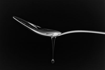 Close-up of wineglass against black background
