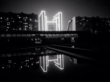 Illuminated city at night