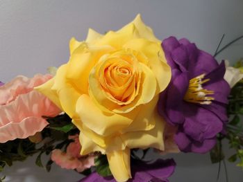 High angle view of rose bouquet