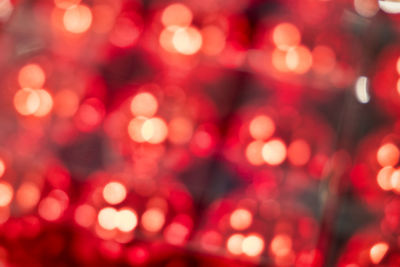 Defocused image of illuminated lights at night