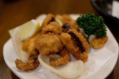 Close-up of food served in plate