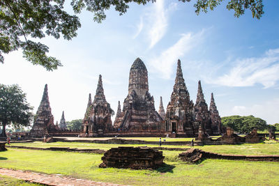 Panoramic view of temple building against sky