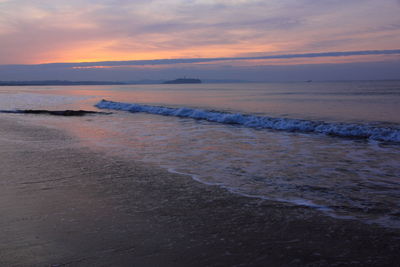 Scenic view of sea against cloudy sky