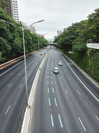 High angle view of car on road