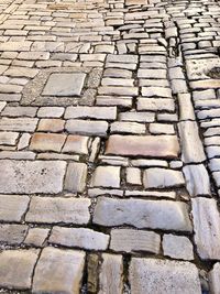 High angle view of cobblestone street