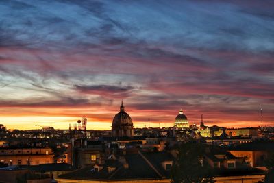 Dramatic sky over city during sunset